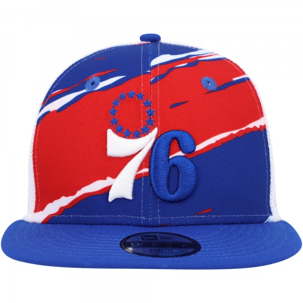 Бейсболка Philadelphia 76ers New Era Youth Tear Snapback 9FIFTY - Royal/White