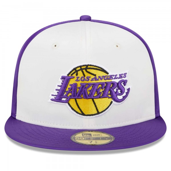 Бейсболка Los Angeles Lakers New Era White Throwback Satin 59FIFTY