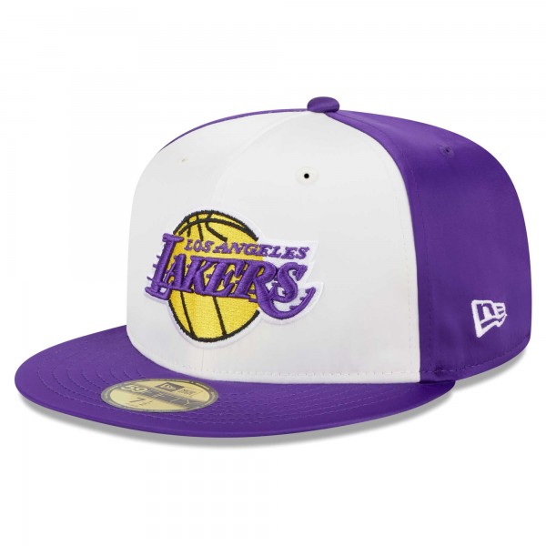 Бейсболка Los Angeles Lakers New Era White Throwback Satin 59FIFTY