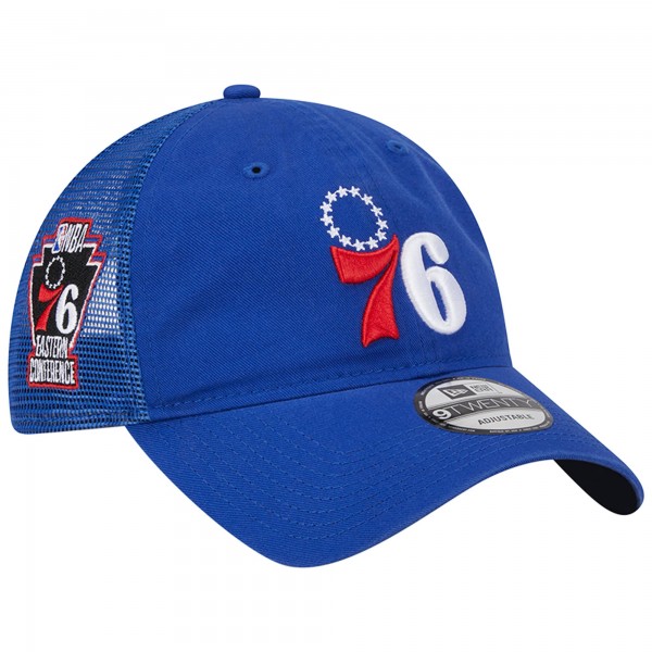 Бейсболка Philadelphia 76ers New Era Distinct Side Patch Trucker 9TWENTY - Royal