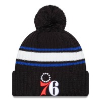 Шапка с помпоном Philadelphia 76ers New Era White Stripe Cuffed - Black