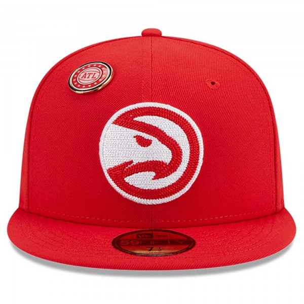 Бейсболка Atlanta Hawks New Era Chainstitch Logo Pin 59FIFTY - Red