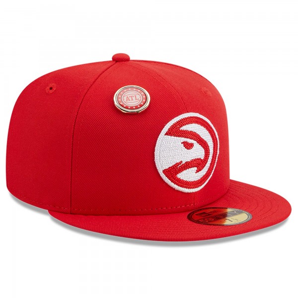 Бейсболка Atlanta Hawks New Era Chainstitch Logo Pin 59FIFTY - Red