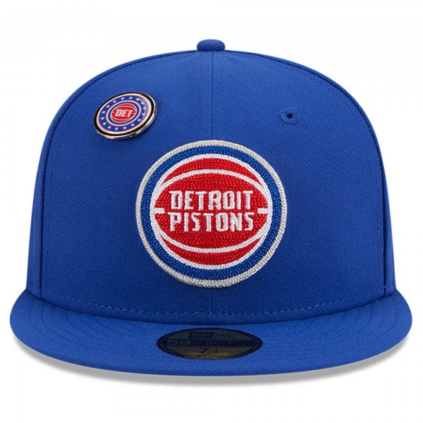 Бейсболка Detroit Pistons New Era Chainstitch Logo Pin 59FIFTY - Blue