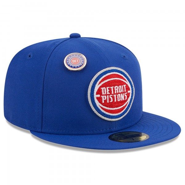 Бейсболка Detroit Pistons New Era Chainstitch Logo Pin 59FIFTY - Blue