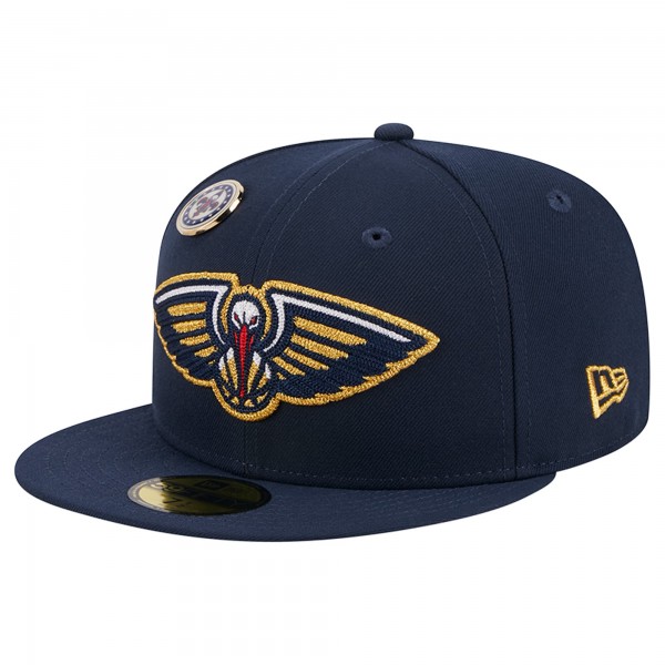 Бейсболка New Orleans Pelicans New Era Navy Chainstitch Logo Pin 59FIFTY