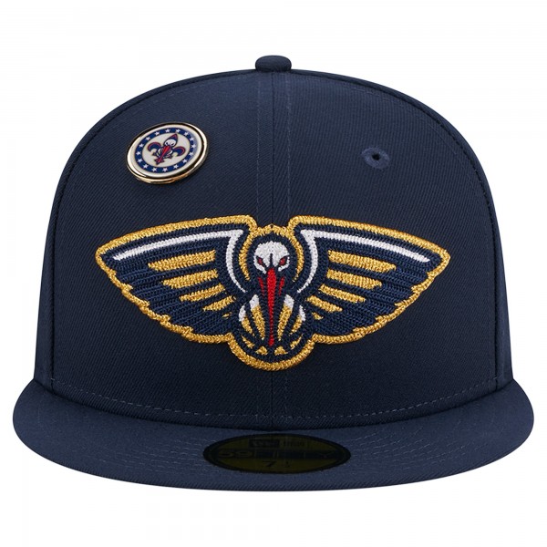 Бейсболка New Orleans Pelicans New Era Navy Chainstitch Logo Pin 59FIFTY
