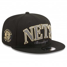 Бейсболка Brooklyn Nets New Era Black Golden Tall Text 9FIFTY