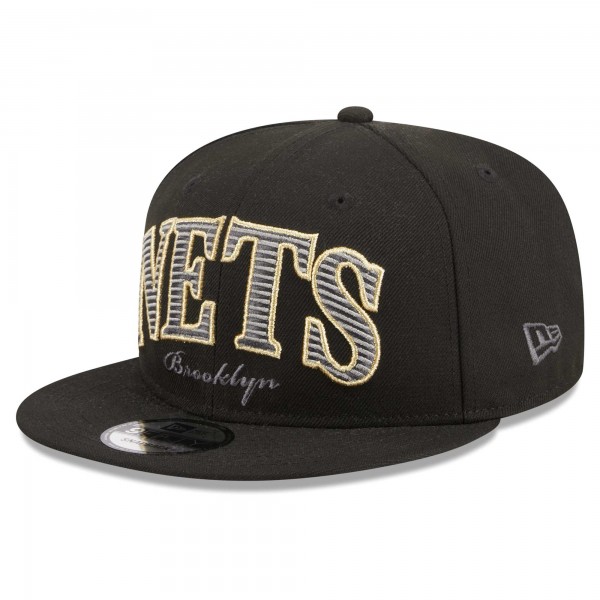 Бейсболка Brooklyn Nets New Era Black Golden Tall Text 9FIFTY