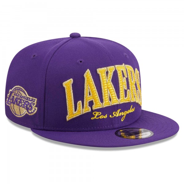 Бейсболка Los Angeles Lakers New Era Purple Golden Tall Text 9FIFTY Snapback
