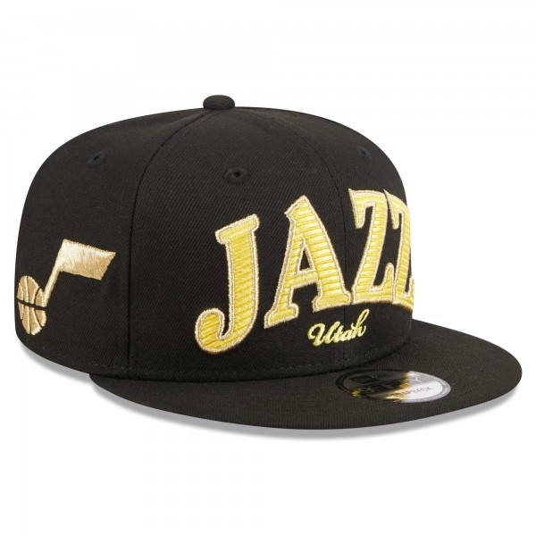 Бейсболка Utah Jazz New Era Golden Tall Text 9FIFTY - Black