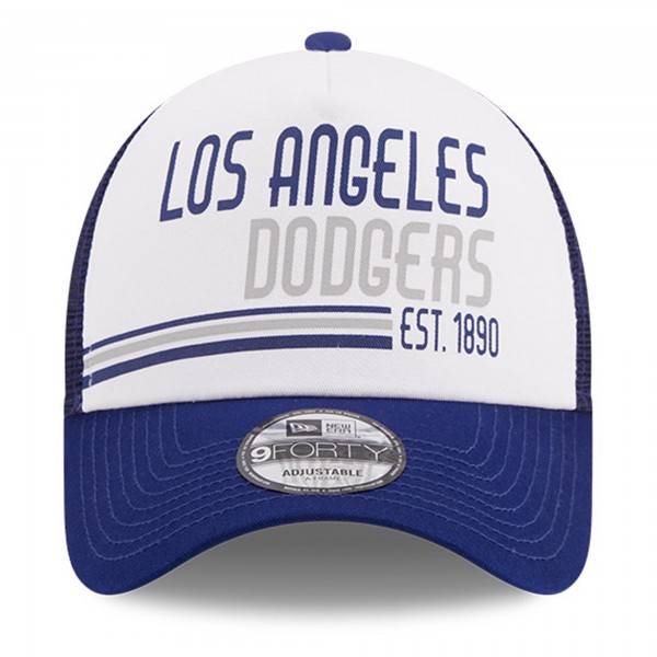 Бейсболка Los Angeles Dodgers New Era Stacked A-Frame Trucker 9FORTY - White/Royal