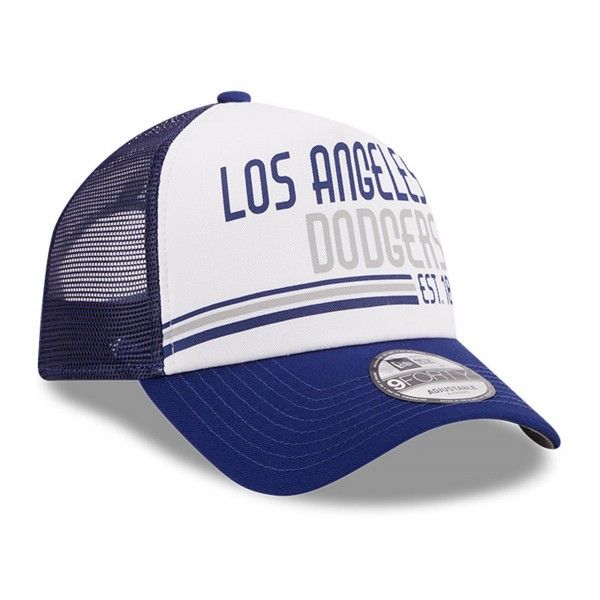 Бейсболка Los Angeles Dodgers New Era Stacked A-Frame Trucker 9FORTY - White/Royal
