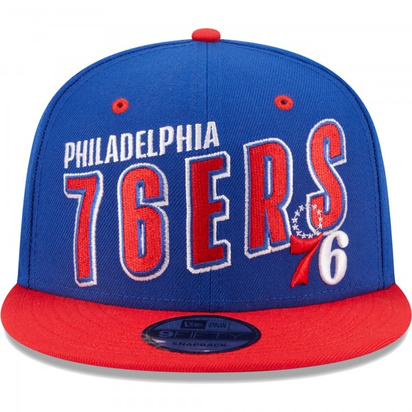 Бейсболка Philadelphia 76ers New Era Stacked Slant 2-Tone 9FIFTY - Royal/Red