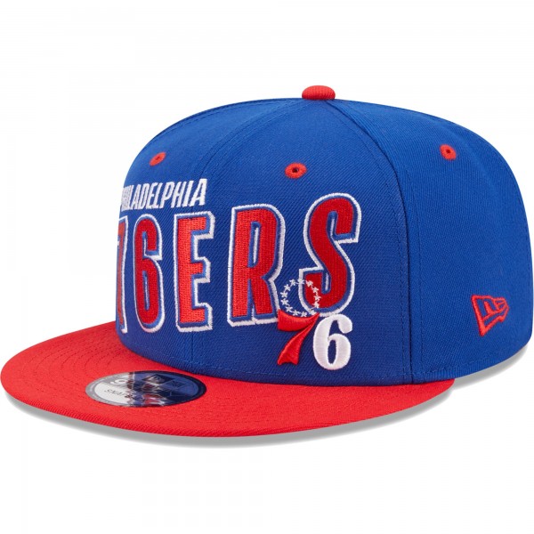 Бейсболка Philadelphia 76ers New Era Stacked Slant 2-Tone 9FIFTY - Royal/Red