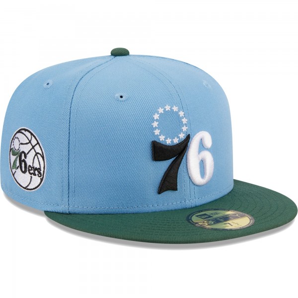 Бейсболка Philadelphia 76ers New Era Two-Tone 59FIFTY - Light Blue/Green