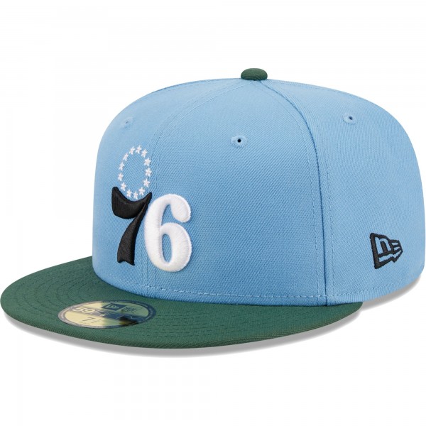 Бейсболка Philadelphia 76ers New Era Two-Tone 59FIFTY - Light Blue/Green