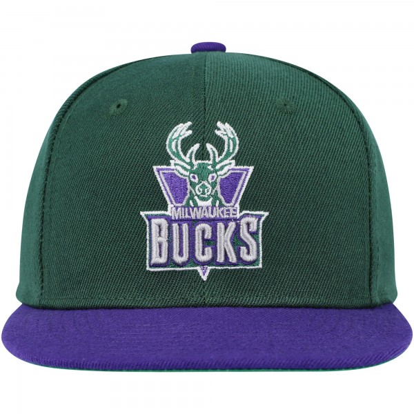 Бейсболка Milwaukee Bucks Mitchell & Ness Youth Two-Tone - Hunter Green/Purple