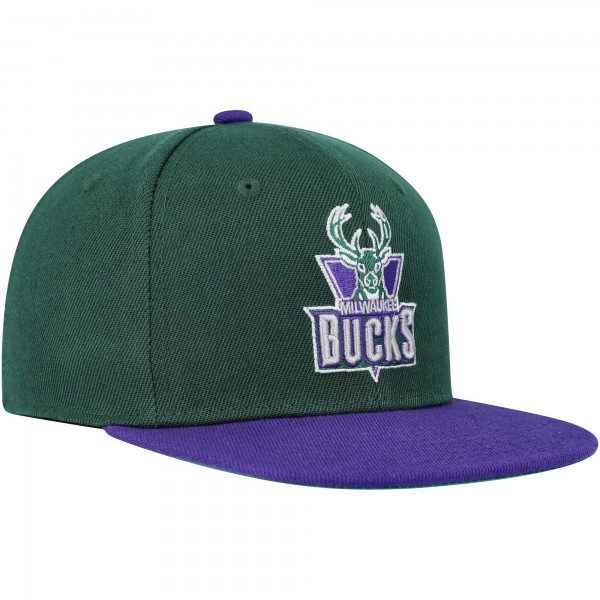 Бейсболка Milwaukee Bucks Mitchell & Ness Youth Two-Tone - Hunter Green/Purple