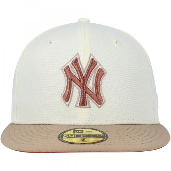 Бейсболка New York Yankees New Era Chrome Camel Rust Undervisor 59FIFTY - Cream