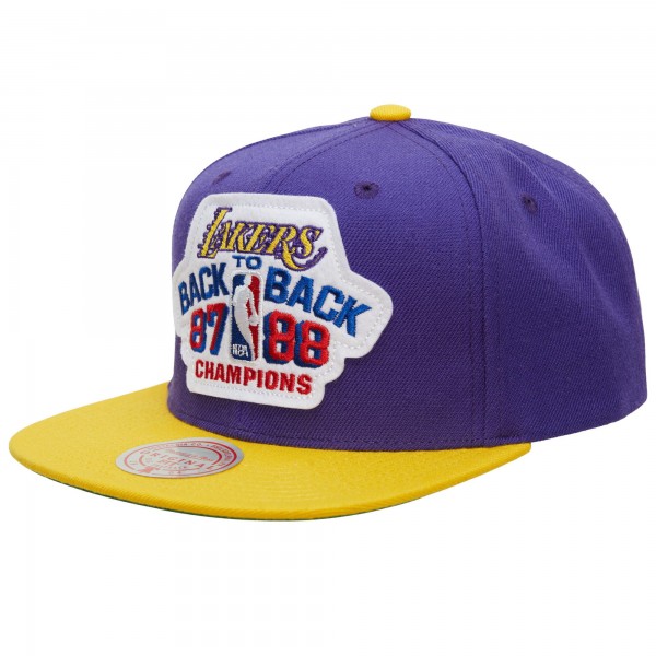 Бейсболка Los Angeles Lakers Mitchell & Ness Hardwood Classics 1987/88 Back-to-Back NBA Champions - Purple/Gold