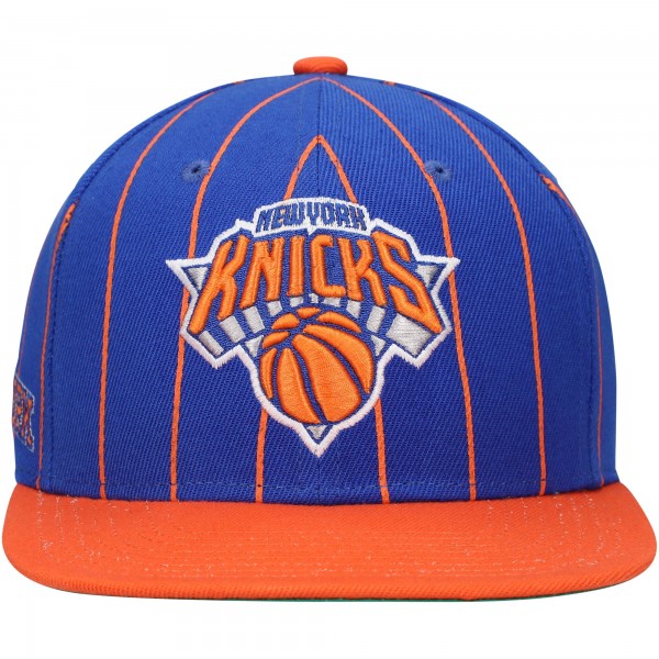 Бейсболка New York Knicks Mitchell & Ness Hardwood Classics Pinstripe - Blue/Orange