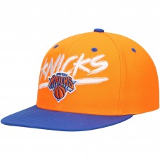 New York Knicks Mitchell & Ness Hardwood Classics Soul Transcript Snapback Hat - Orange/Blue