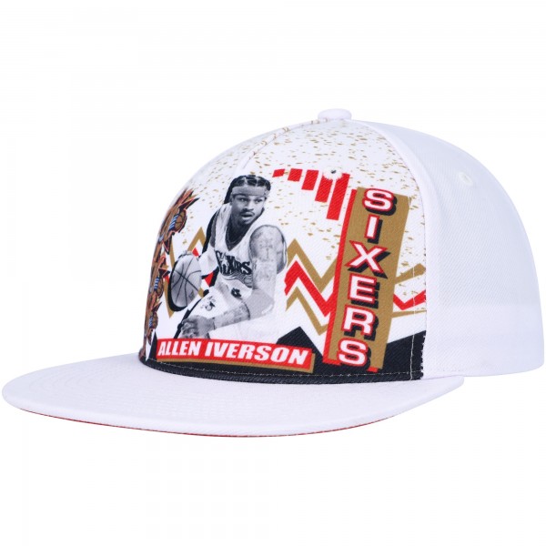 Бейсболка Allen Iverson Philadelphia 76ers Mitchell & Ness Hardwood Classics 90s Playa Deadstock - White