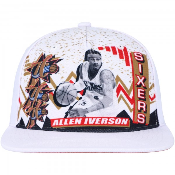 Бейсболка Allen Iverson Philadelphia 76ers Mitchell & Ness Hardwood Classics 90s Playa Deadstock - White