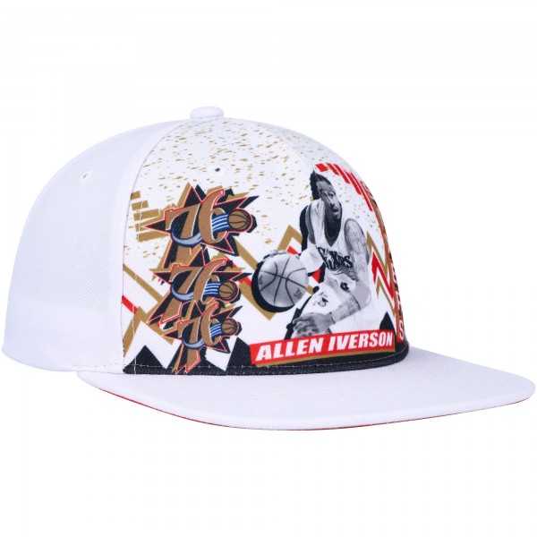 Бейсболка Allen Iverson Philadelphia 76ers Mitchell & Ness Hardwood Classics 90s Playa Deadstock - White