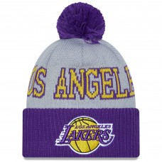 Шапка с помпоном Los Angeles Lakers New Era Tip-Off Two-Tone Cuffed Knit - Purple/Gray