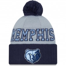 Memphis Grizzlies New Era Tip-Off Two-Tone Cuffed Knit Hat with Pom - Navy/Gray