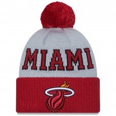 Шапка с помпоном Miami Heat New Era Tip-Off Two-Tone Cuffed Knit - Red/Gray