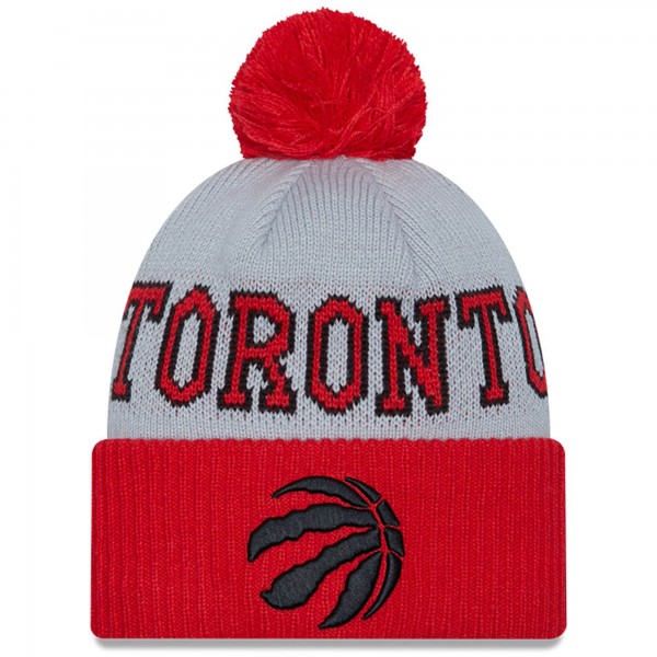 Шапка с помпоном Toronto Raptors New Era Tip-Off Two-Tone Cuffed Knit - Red/Gray