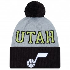 Utah Jazz New Era Tip-Off Two-Tone Cuffed Knit Hat with Pom - Black/Gray