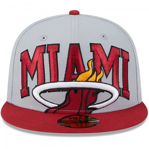 Бейсболка Miami Heat New Era Tip-Off Two-Tone 59FIFTY - Gray/Red