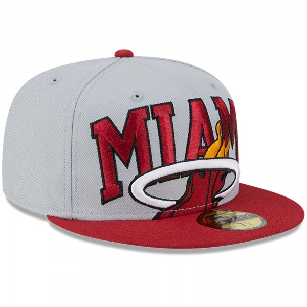 Бейсболка Miami Heat New Era Tip-Off Two-Tone 59FIFTY - Gray/Red