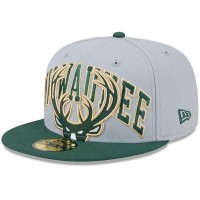 Бейсболка Milwaukee Bucks New Era Tip-Off Two-Tone 59FIFTY - Gray/Hunter Green