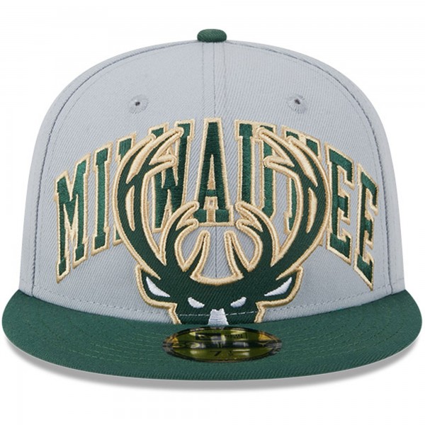 Бейсболка Milwaukee Bucks New Era Tip-Off Two-Tone 59FIFTY - Gray/Hunter Green
