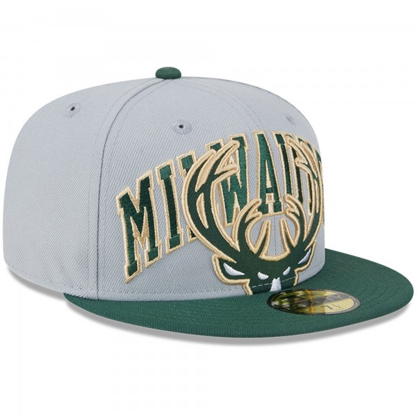 Бейсболка Milwaukee Bucks New Era Tip-Off Two-Tone 59FIFTY - Gray/Hunter Green