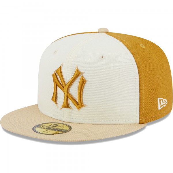 Бейсболка New York Yankees New Era  Chrome Anniversary 59FIFTY - Cream/Gold