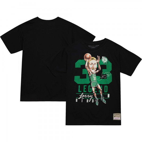 Футболка Larry Bird Boston Celtics Mitchell & Ness Hardwood Classics Caricature - Black