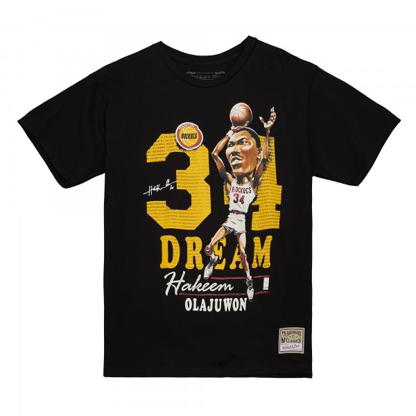 Футболка Hakeem Olajuwon Houston Rockets Mitchell & Ness Hardwood Classics Caricature - Black