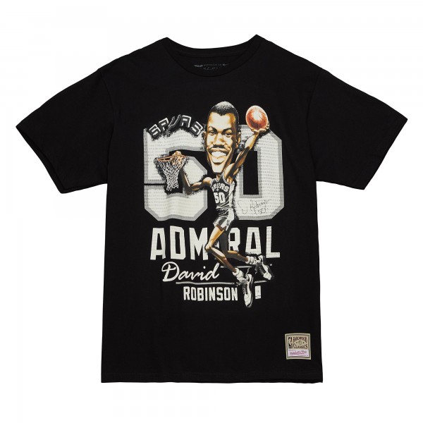 Футболка David Robinson San Antonio Spurs Mitchell & Ness Hardwood Classics Caricature - Black