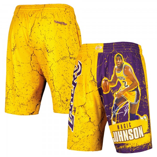 Шорты Magic Johnson Los Angeles Lakers Mitchell & Ness Hardwood Classics Player Burst - Gold