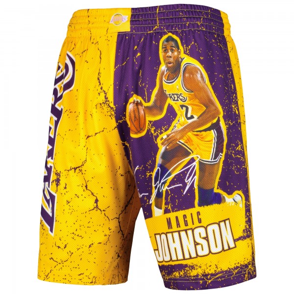 Шорты Magic Johnson Los Angeles Lakers Mitchell & Ness Hardwood Classics Player Burst - Gold
