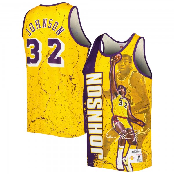 Майка Magic Johnson Los Angeles Lakers Mitchell & Ness 1984-85 Hardwood Classics Player Burst - Gold