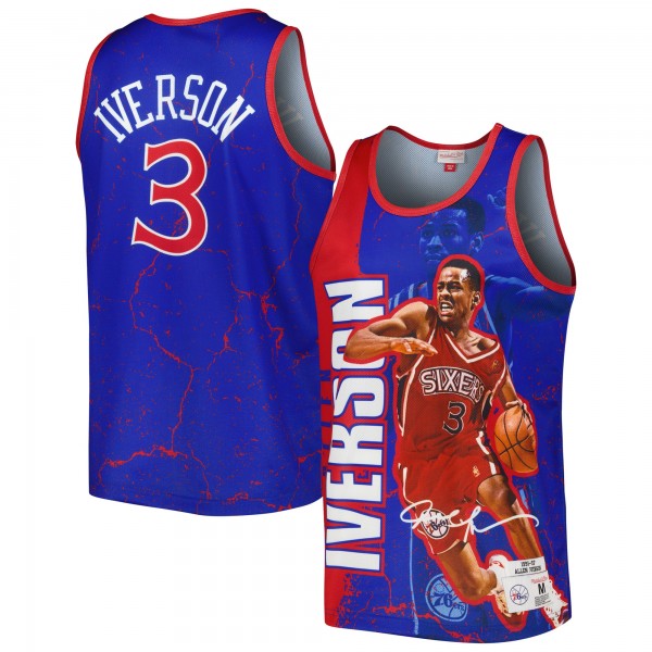 Майка Allen Iverson Philadelphia 76ers Mitchell & Ness 1996-97 Hardwood Classics Player Burst - Royal