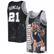 Майка Tim Duncan San Antonio Spurs Mitchell & Ness 1998-99 Hardwood Classics Player Burst - Black