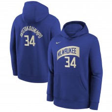 Именная толстовка Giannis Antetokounmpo Milwaukee Bucks Nike Youth 2023/24 City Edition - Royal